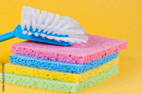 Kitchen brush and multi color sponges