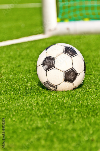 Old soccer ball   football goals background