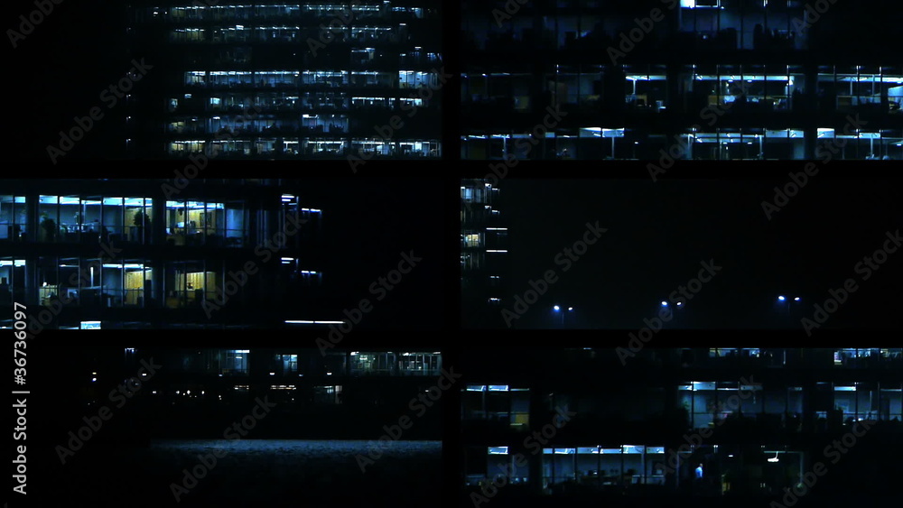HD - Business Center at night. Windows of office building HD - Business Center at night. Windows of office building