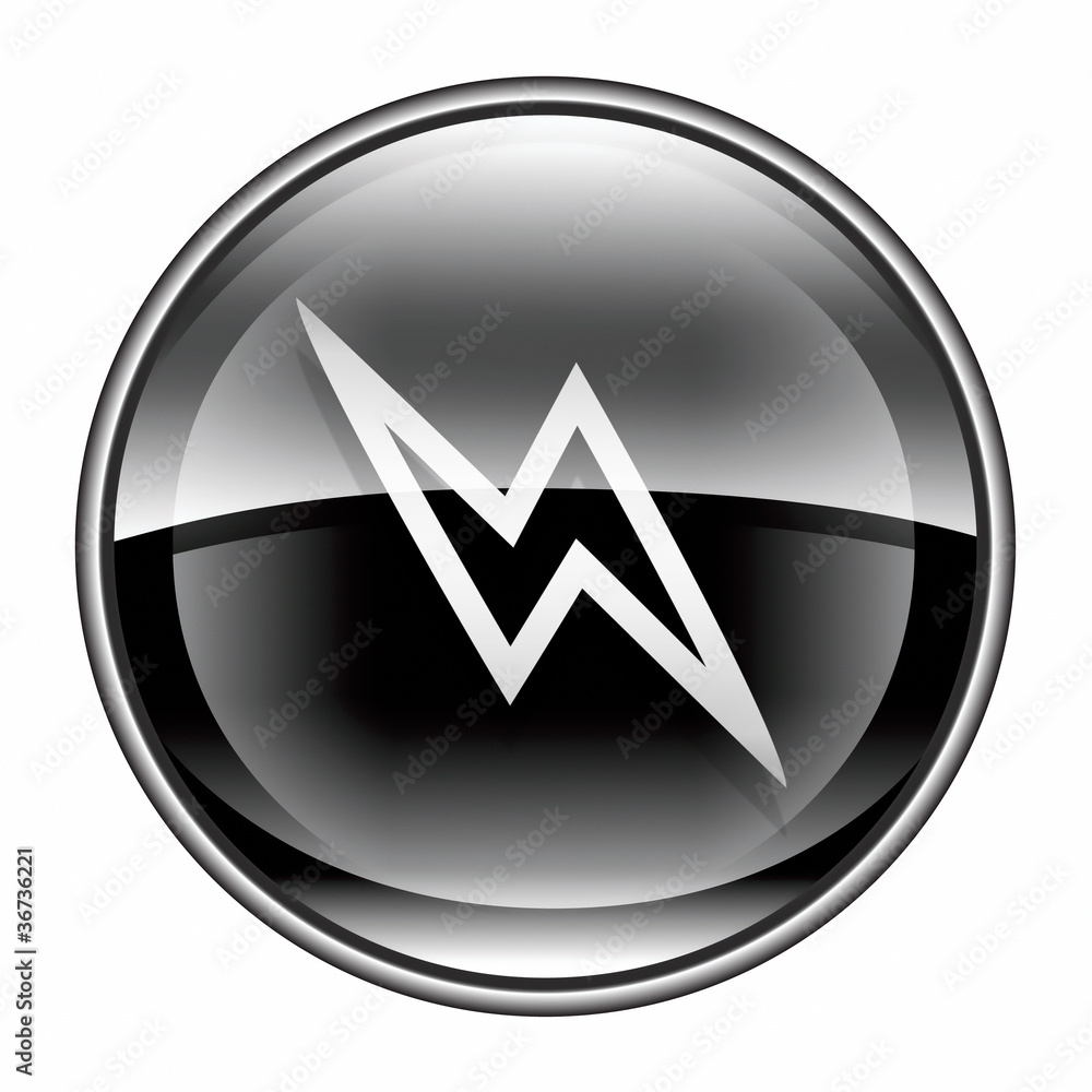 Lightning icon black, isolated on white background. Lightning icon black, isolated on white background.