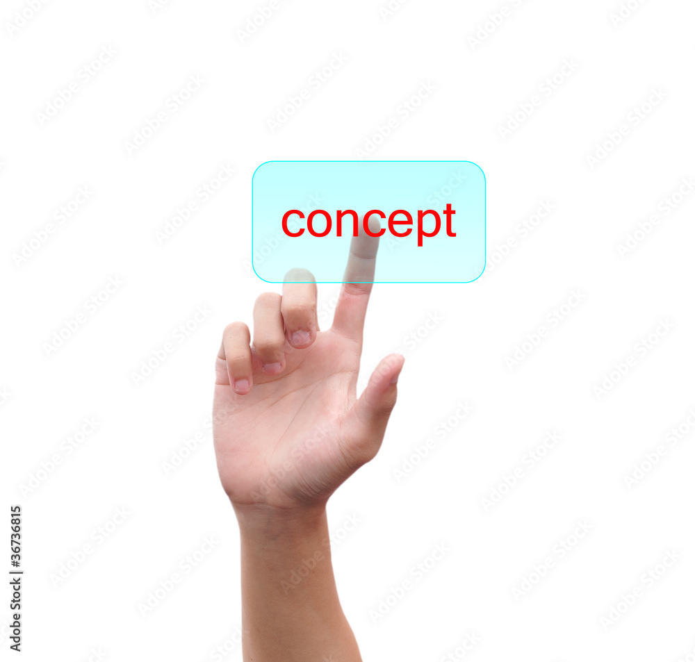 hand pushing a button on a touch screen interface hand pushing a button on a touch screen interface