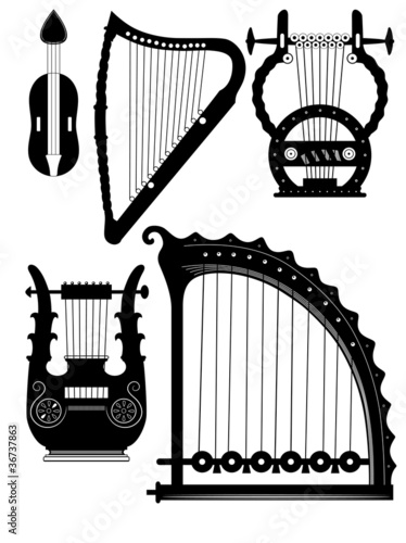 antique strings instruments - vector