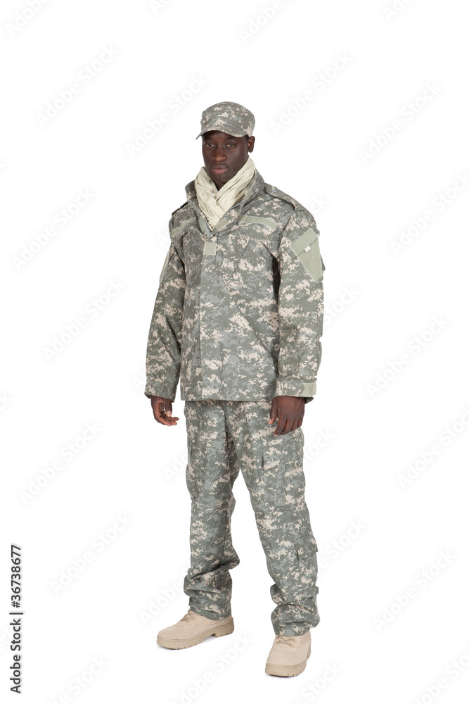 soldat américain sur fond blanc détouré