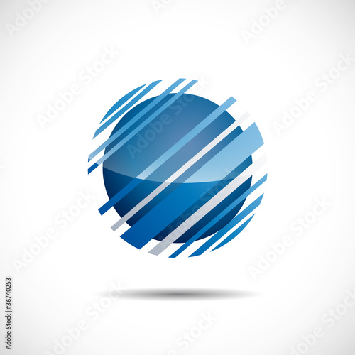Logo Ball in motion, in blue # Vector