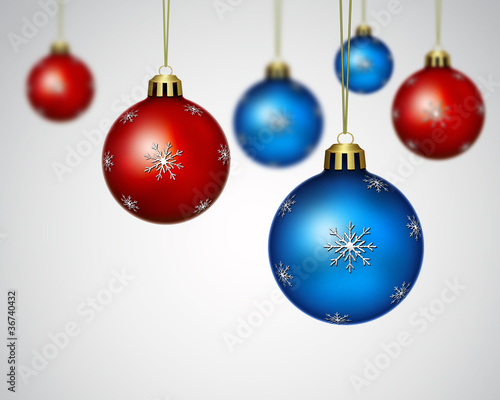 blue and red christmas balls