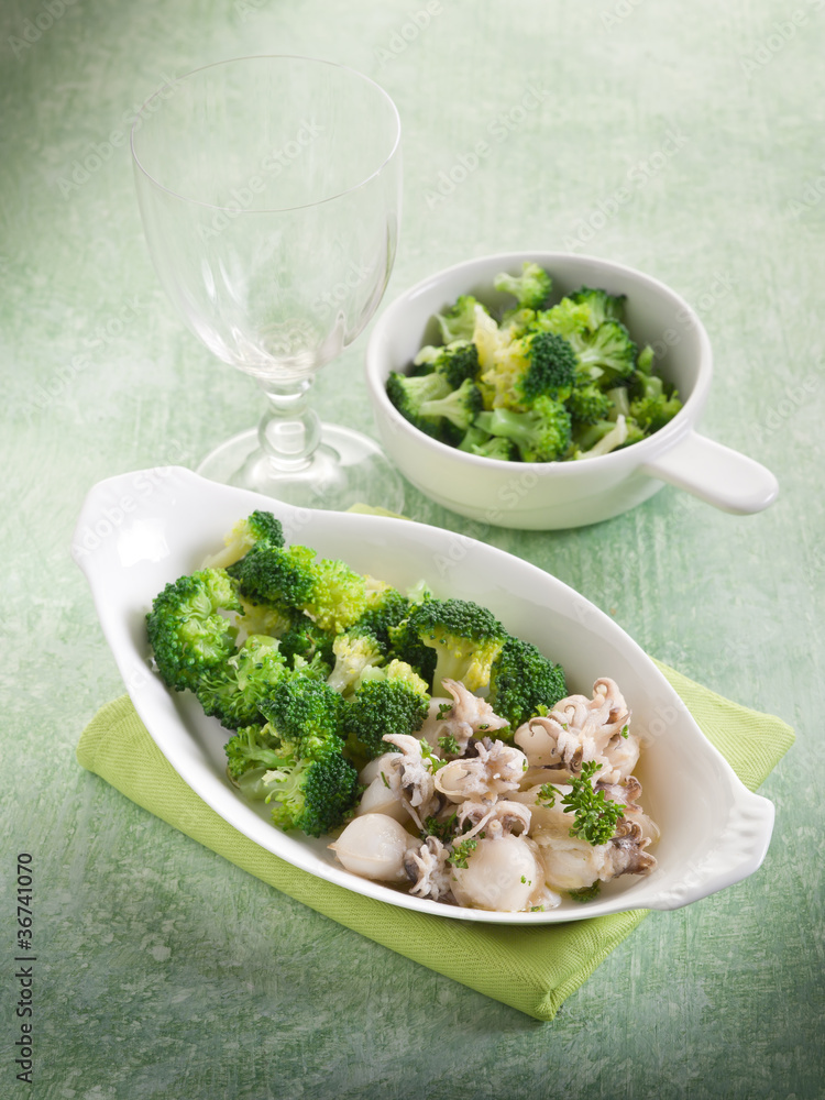 sepia with broccoli heathy food sepia with broccoli heathy food
