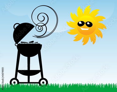BBQ and Sun, vector illustration