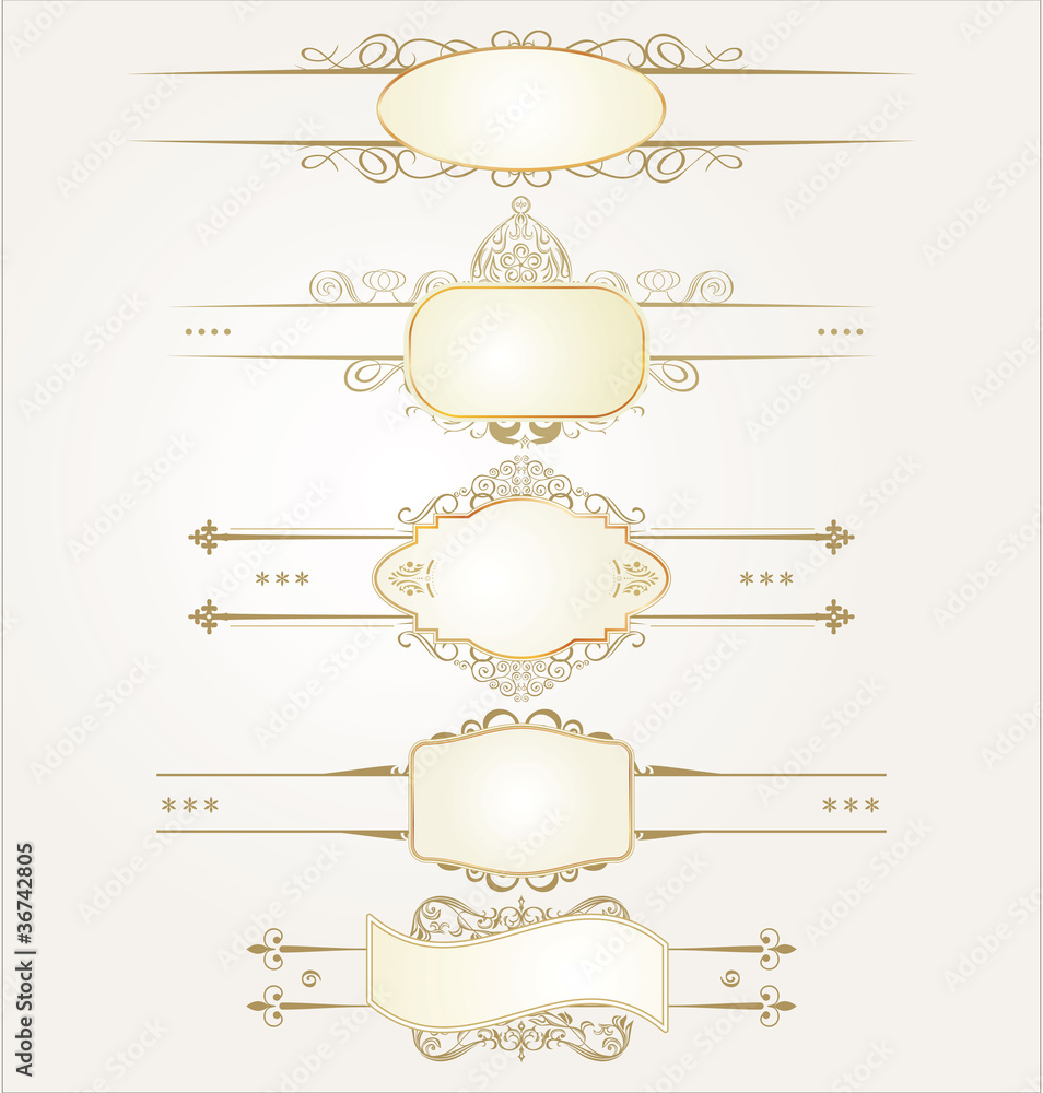 Decorative ornate elements with calligraphic elements