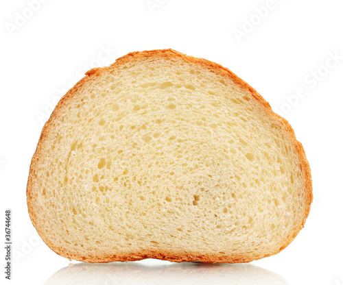 one slice of wheat bread isolated on white
