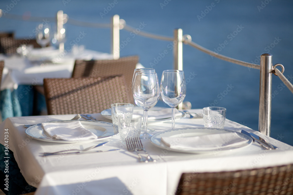 Fototapeta premium table setting by the sea