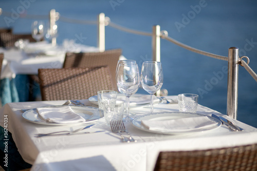 table setting by the sea