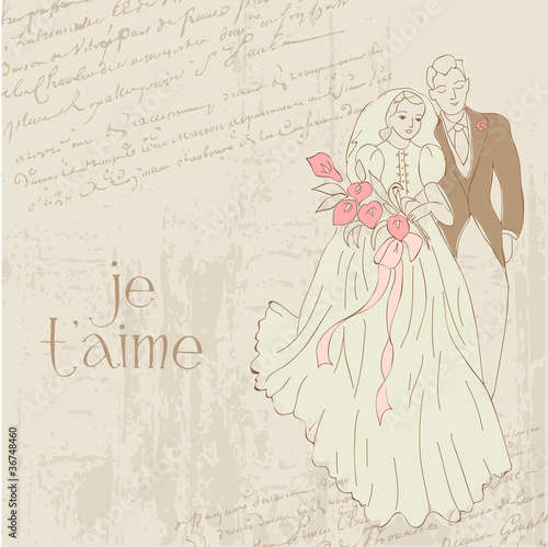 Vintage Wedding Card - for design  invitation  congratulation