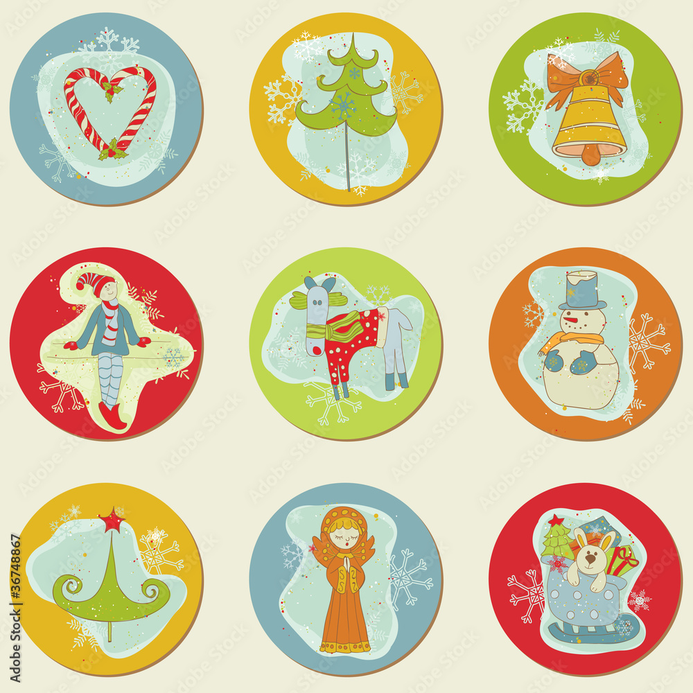 Fototapeta premium Christmas Stickes - design elements for scrapbook, invitation