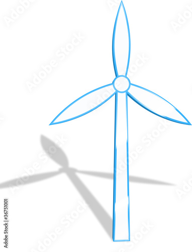 Windrad 3D mit Schatten