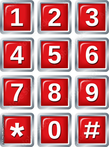 red numpad isolated