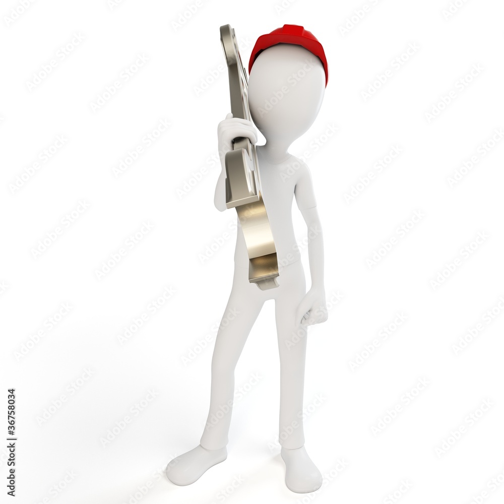3d man engineer with wrench