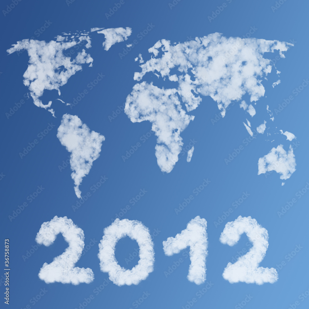 Happy new year 2012 clouds concept