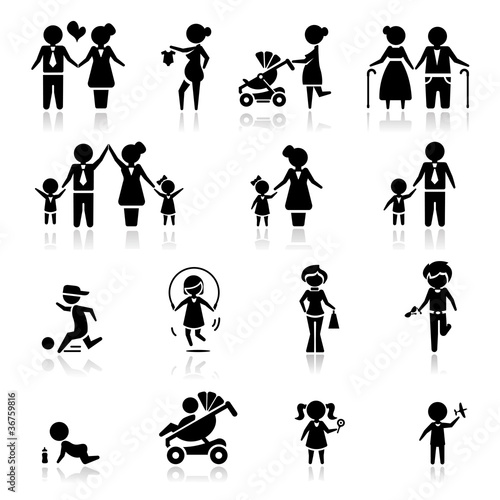 Icons set people and family