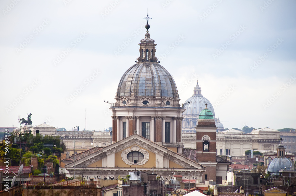 Domes in the city of Rome, Italy