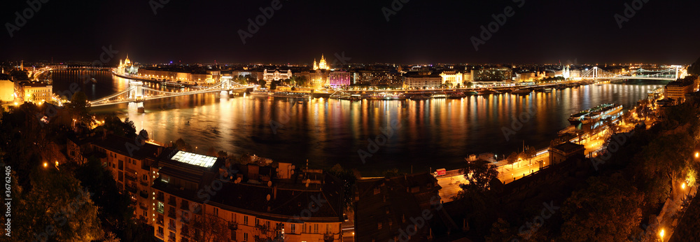 Budapest - panoramic view from castle at night