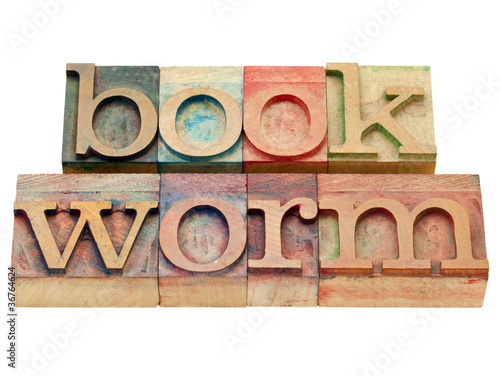bookworm in letterpress type photo