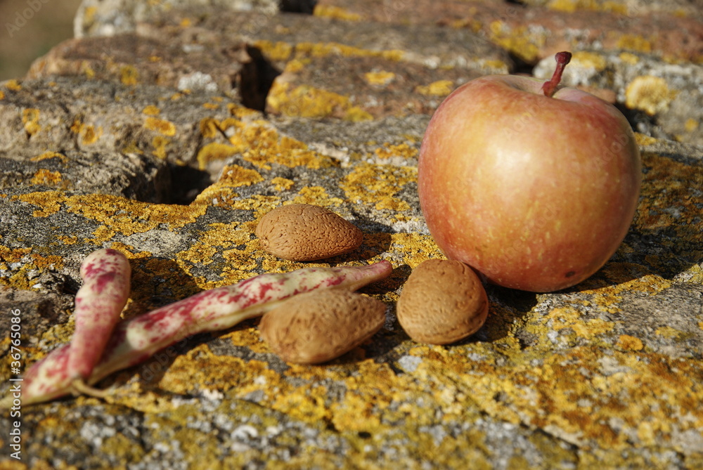Obraz premium pinto beans with almonds and apple