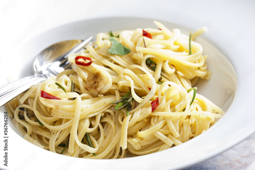 spaghetti with turkey meat on sage with chilli spaghetti with turkey meat on sage with chilli