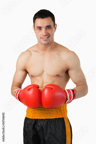 Confident smiling boxer