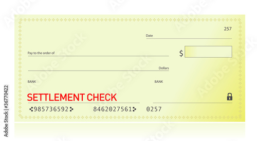 Billede på lærred settlement check illustration design over a white background