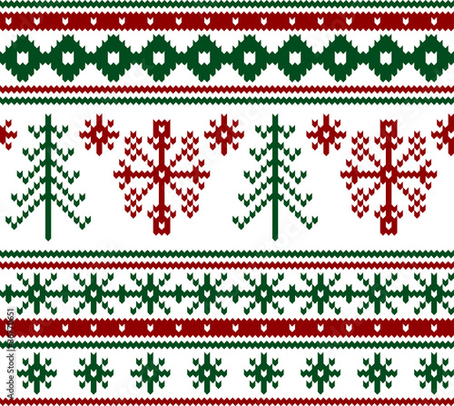 Seamless knitted christmas pattern, vector