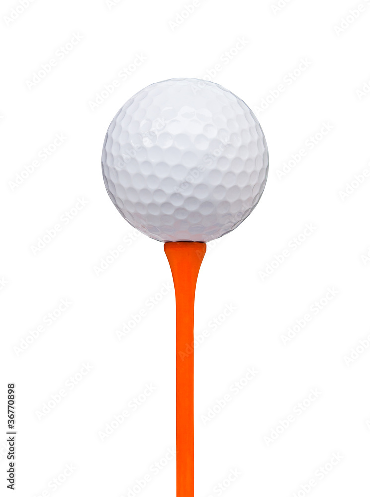 golf ball on tee isolated with clipping path golf ball on tee isolated with clipping path