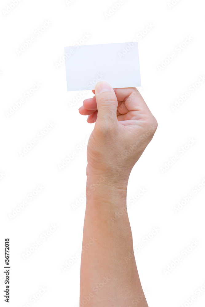 hand holding name card isolated with clipping path hand holding name card isolated with clipping path