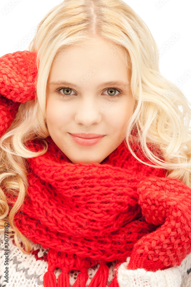 beautiful woman in mittens beautiful woman in mittens
