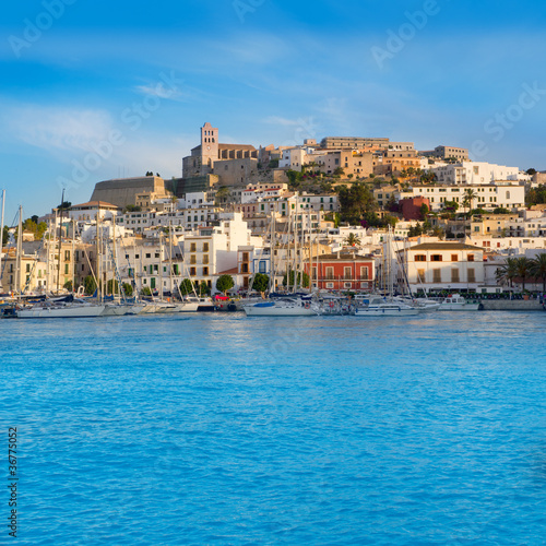 Ibiza Eivissa town with blue Mediterranean photo
