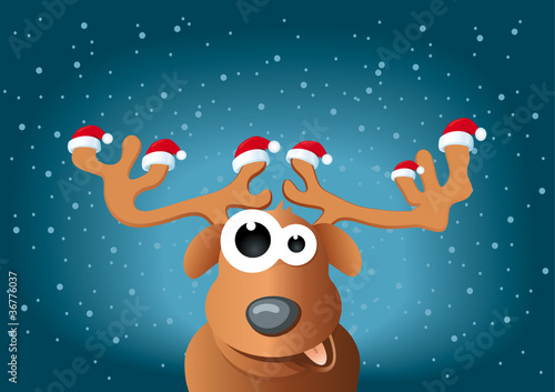 Rentier mit Mützen