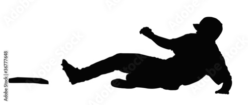 Baseball Runner Sliding for Base