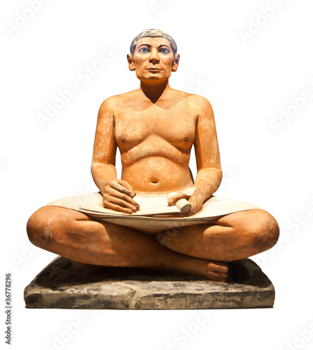 Egyptian scribe's sculpture isolated with clipping path photo