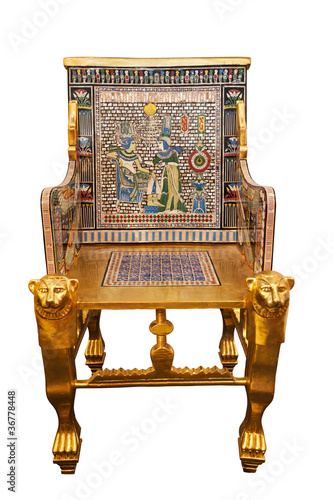 Copy Tuthankamen's Golden Throne isolated with clipping path