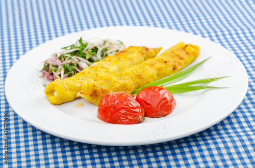 Traditional azeri kebab made with mashed potato