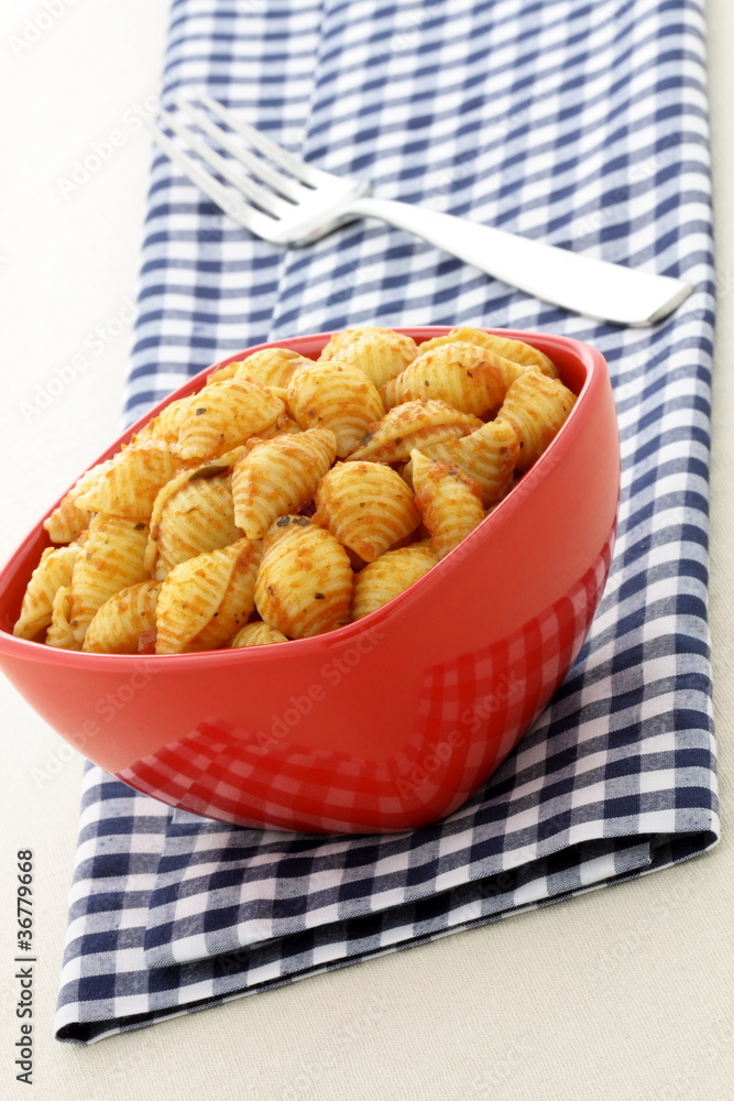 Delicious pasta shells with fresh marinara sauce Delicious pasta shells with fresh marinara sauce