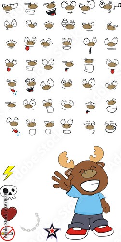 Fototapeta Naklejka Na Ścianę i Meble -  moose character kid cartoon expressions pack in vector format
