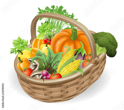 Basket fresh vegetables