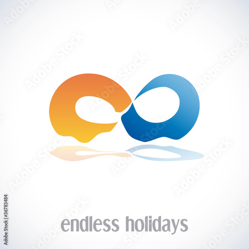 Logo endless holidays, sun and sea # Vector photo