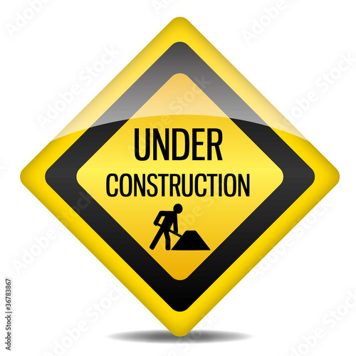 Achtung Warnung Schild Under Construction Bauarbeiter