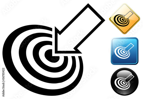 Target with arrow pictogram and signs