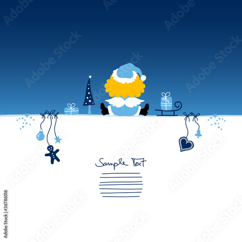 Card Angel Santa´s Hat & Symbols Blue