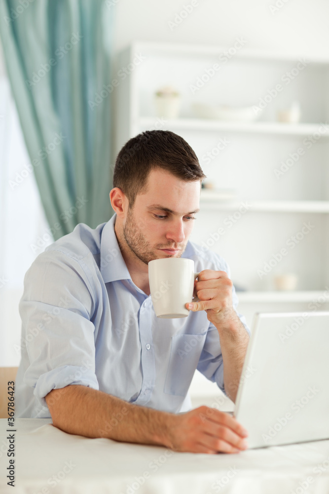 Businessman having a cup of coffee