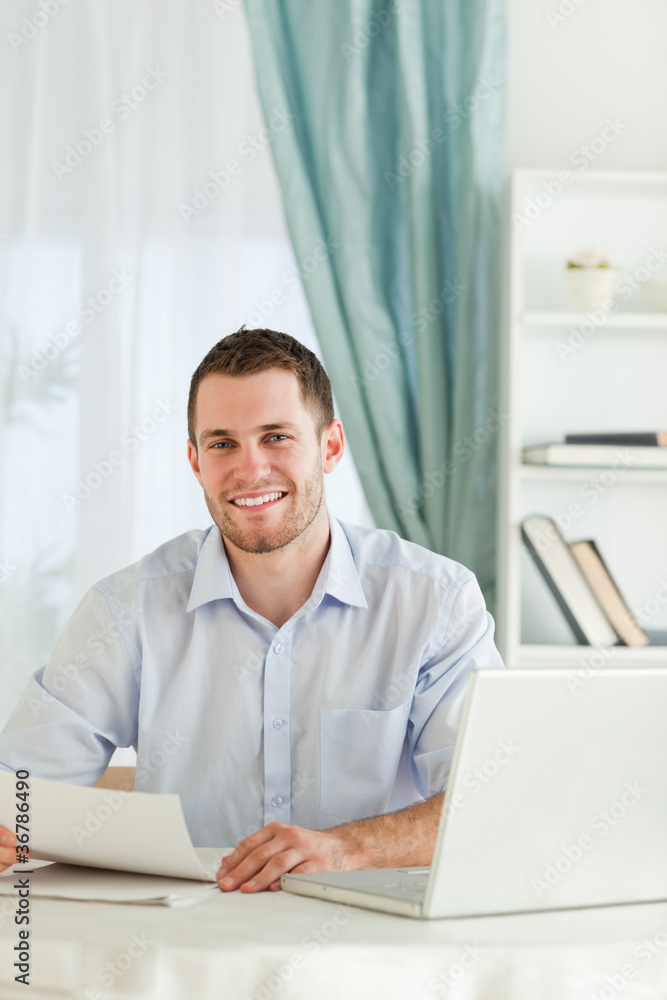 Happy businessman with a letter Happy businessman with a letter