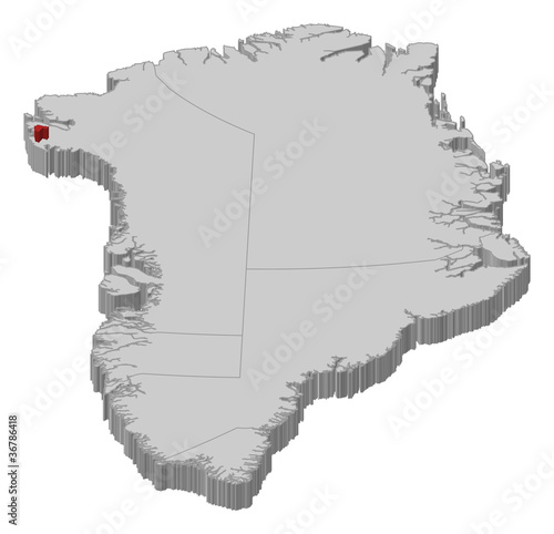 Map of Greenland, Thule Air Base highlighted