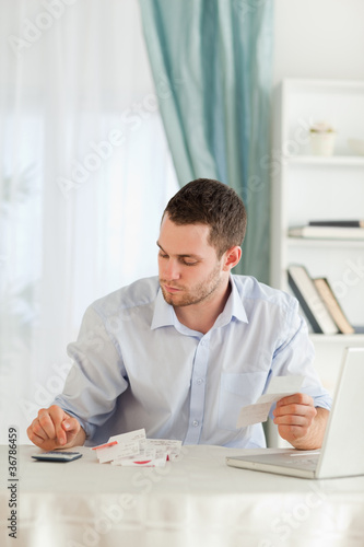 Businessman doing accounting